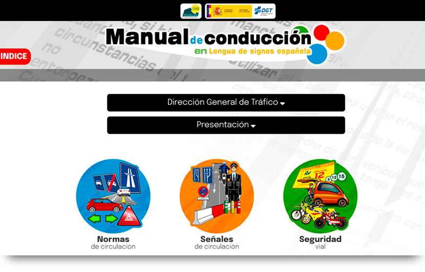 Web manual de conducción en lengua de signos